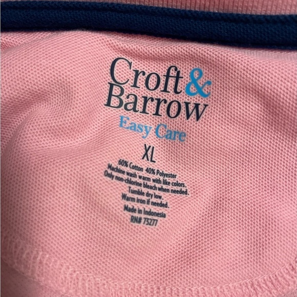 Men’s XL short sleeve polo Croft Barrow pink , easy care, pocket NWOT - Picture 5 of 7